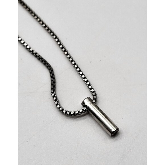 MADEWELL Minimalist Pendant Silver Tone Necklace Vertical Bar - Picture 2 of 7